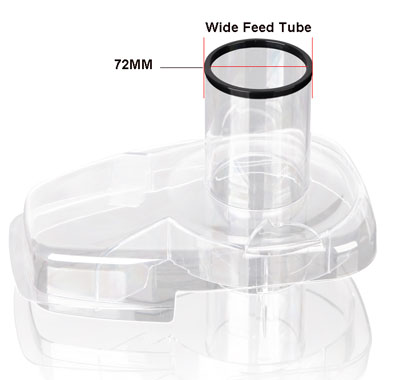 wide feed tube of juicer